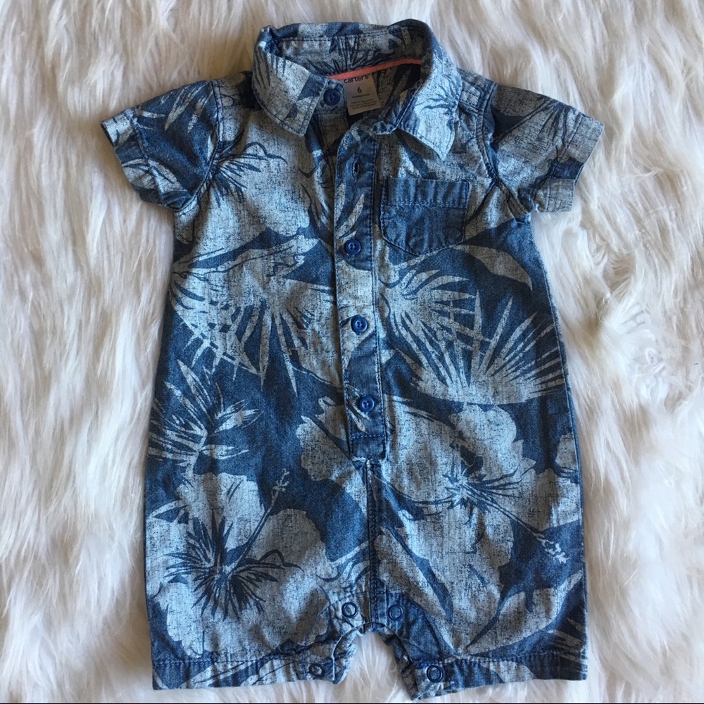 Caters Baby Boy Denim Chambray Romper 6 months